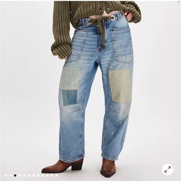 We The Free Denim - We the Free Moxie Low Slung Barrel jeans 27 boho casual truest blue button fly